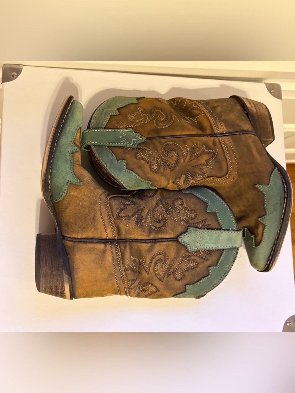 Durango Green/brown Suede Western Boots with Brown Lining